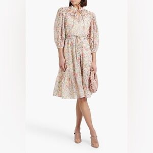 Mikael AGHAL Belted printed broderie anglaise midi dress